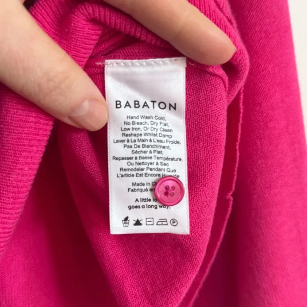 Babaton Aritzia Hot Pink Cotton Blend Cardigan Sweater | Size M